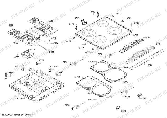 Взрыв-схема плиты (духовки) Bosch HCE748321S - Схема узла 07