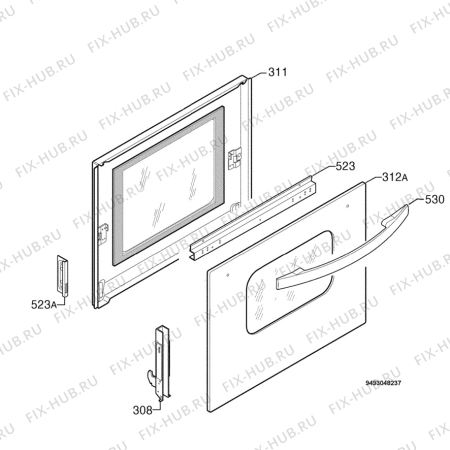 Взрыв-схема плиты (духовки) Electrolux EOB30001X - Схема узла Door 003