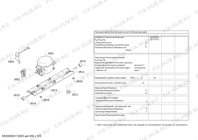 Взрыв-схема холодильника Bosch KGN57AW24N - Схема узла 05