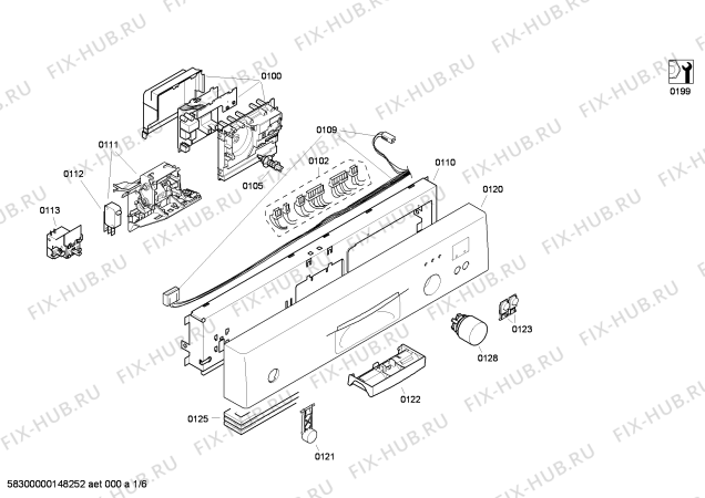 Схема №6 S49M55N2EU с изображением Передняя панель для посудомоечной машины Bosch 00700714