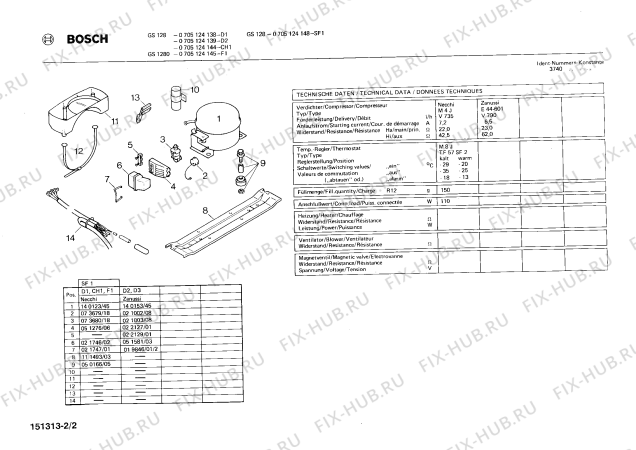 Взрыв-схема холодильника Bosch 0705124145 GS1280 - Схема узла 02