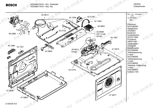 Схема №6 HEN780750 с изображением Панель управления для плиты (духовки) Bosch 00437913