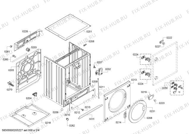Взрыв-схема стиральной машины Bosch WIA24202ES 7 Kg - Схема узла 02