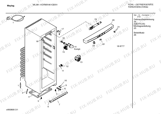 Схема №3 KDRMX461GB ML381 с изображением Дверь для холодильника Bosch 00238553