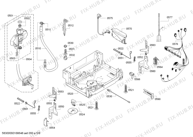 Схема №5 SN66M098EU с изображением Трос для посудомойки Siemens 00623537