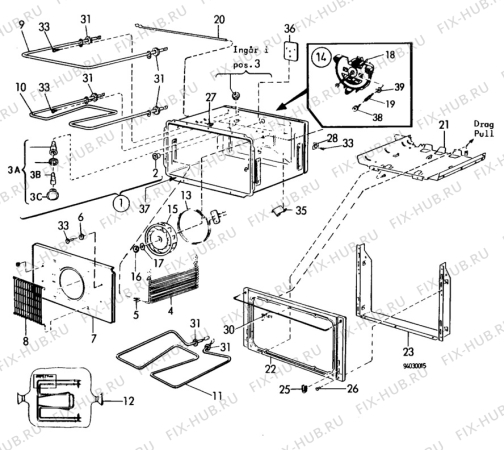 Взрыв-схема посудомоечной машины Electrolux CF6440 - Схема узла H10 Main Oven Cavity (large)