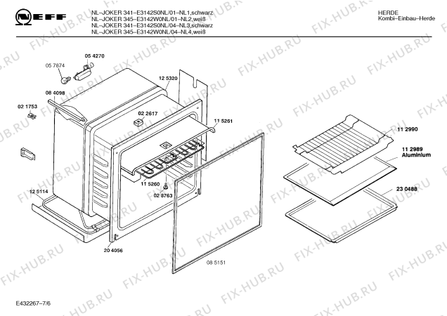 Схема №7 E3158W0NL NL-JOKER 355 A CLOU с изображением Трансформатор поджига для духового шкафа Bosch 00032788