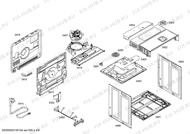 Схема №4 HBA64A220F с изображением Передняя часть корпуса для плиты (духовки) Bosch 00704699