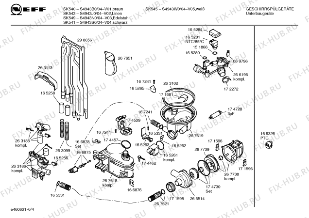 Схема №6 S4943J1 SK543A с изображением Передняя панель для посудомоечной машины Bosch 00357238