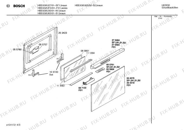 Взрыв-схема плиты (духовки) Bosch HBE630U65 - Схема узла 03