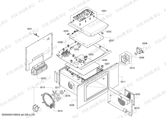 Взрыв-схема плиты (духовки) Gaggenau BS280111 - Схема узла 02