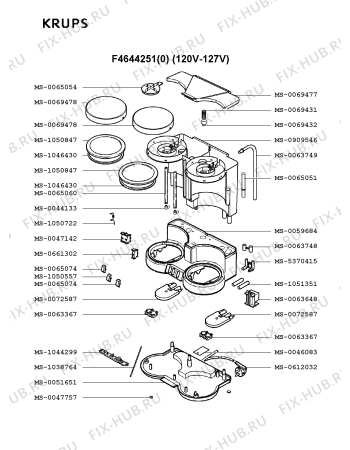 Взрыв-схема кофеварки (кофемашины) Krups F4644251(0) - Схема узла 1P001832.5P2