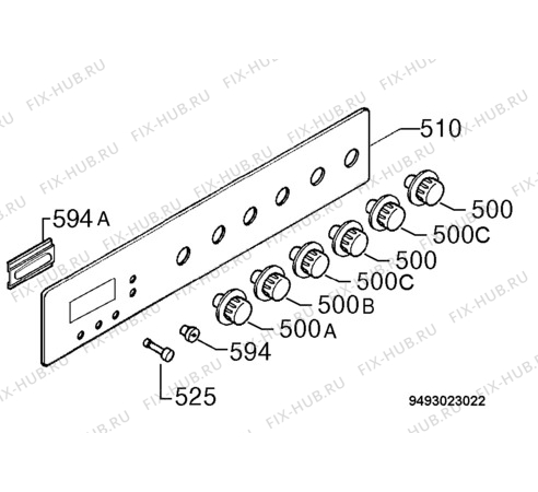 Взрыв-схема плиты (духовки) Zanussi ZHM738X - Схема узла Command panel 037