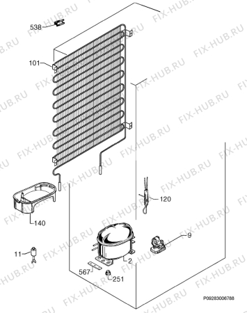 Взрыв-схема холодильника Faure FRD275A - Схема узла Cooling system 017