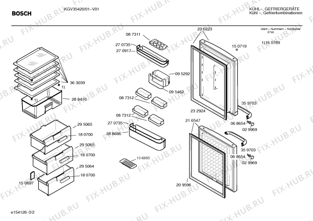 Взрыв-схема холодильника Bosch KGV35420 - Схема узла 02