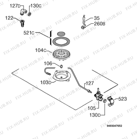 Взрыв-схема плиты (духовки) Electrolux EHG30800X - Схема узла Functional parts 267