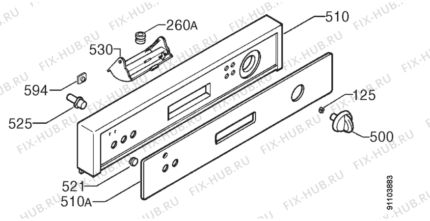 Взрыв-схема посудомоечной машины Faure LVI270W - Схема узла Command panel 037