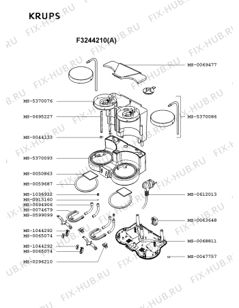 Взрыв-схема кофеварки (кофемашины) Krups F3244210(A) - Схема узла GP001654.0P2