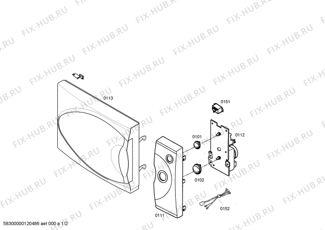 Схема №2 3WG1927 с изображением Шасси для микроволновой печи Bosch 00662551