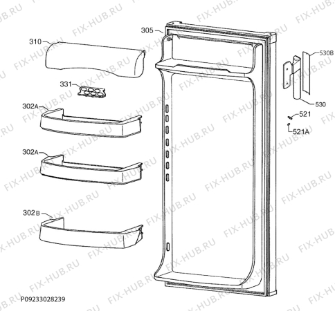 Взрыв-схема холодильника Aeg Electrolux S32500KSS0 - Схема узла Door 003