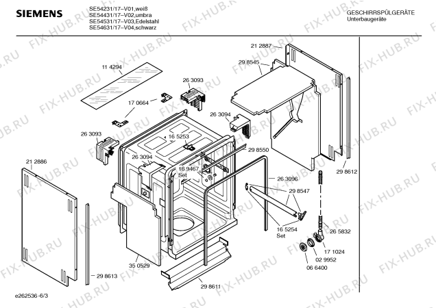 Схема №5 SE24233CH с изображением Инструкция по эксплуатации для посудомойки Siemens 00526161