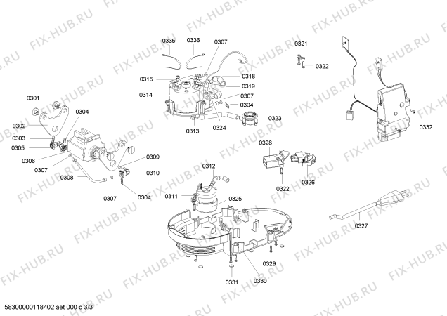 Схема №3 TK30N01FR SN30 Nespresso с изображением Сливной патрубок для электрокофемашины Siemens 00606831