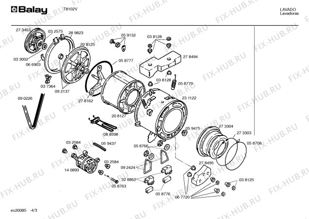 Взрыв-схема стиральной машины Balay T8102V - Схема узла 03