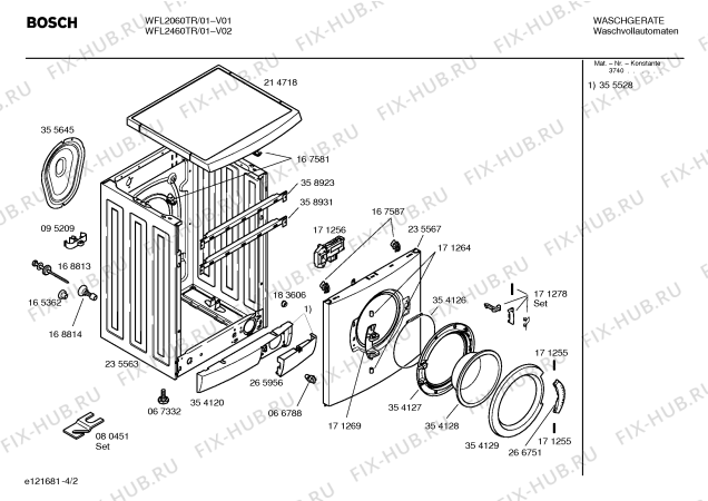 Схема №4 WFL2460TR Eurowasher 2460 с изображением Инструкция по эксплуатации для стиральной машины Bosch 00523649