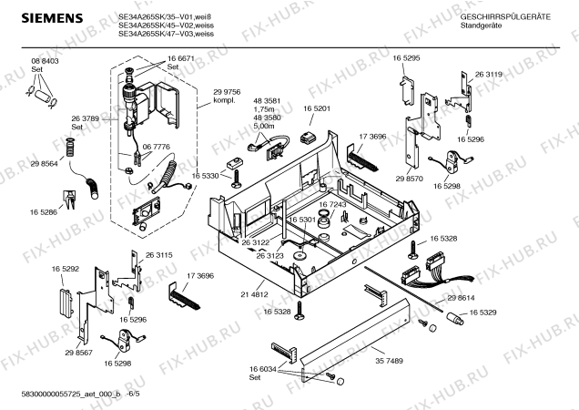 Взрыв-схема посудомоечной машины Siemens SE34A265SK - Схема узла 05