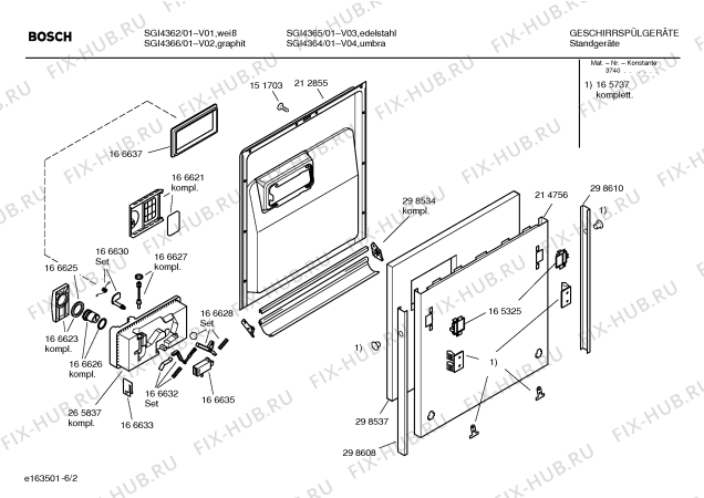 Взрыв-схема посудомоечной машины Bosch SGI4364 - Схема узла 02