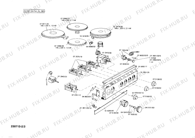 Взрыв-схема плиты (духовки) Siemens HN5451 - Схема узла 02