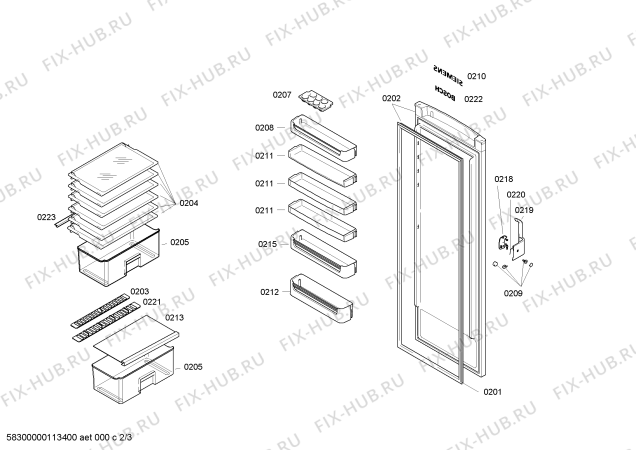 Схема №3 KSR34425 с изображением Дверь для холодильной камеры Bosch 00243025