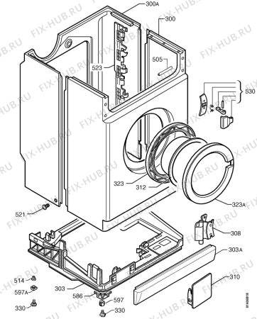 Взрыв-схема стиральной машины Husqvarna Electrolux QW1150H - Схема узла Cabinet + armatures