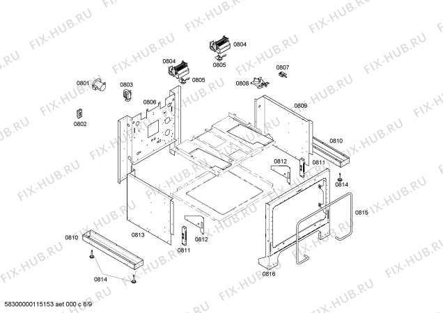 Схема №9 PDR364GLZS с изображением Линза для плиты (духовки) Bosch 00418287