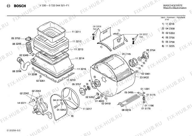 Взрыв-схема стиральной машины Bosch 0722044521 V330 - Схема узла 03