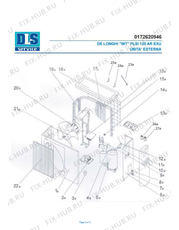 Взрыв-схема кондиционера DELONGHI PLSI 120 AR PLANOS - Схема узла 2
