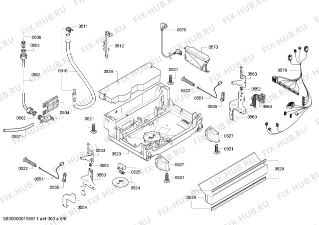 Схема №6 SMS50E09EP с изображением Столешница для посудомойки Bosch 00686310