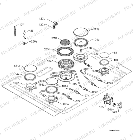 Взрыв-схема плиты (духовки) Rex Electrolux EHG75810L - Схема узла Functional parts 267