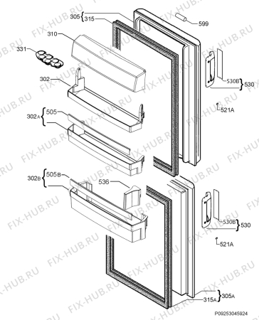 Взрыв-схема холодильника Aeg Electrolux S73600CSW0 - Схема узла Door 003