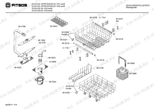Взрыв-схема посудомоечной машины Pitsos DLS4102 - Схема узла 04