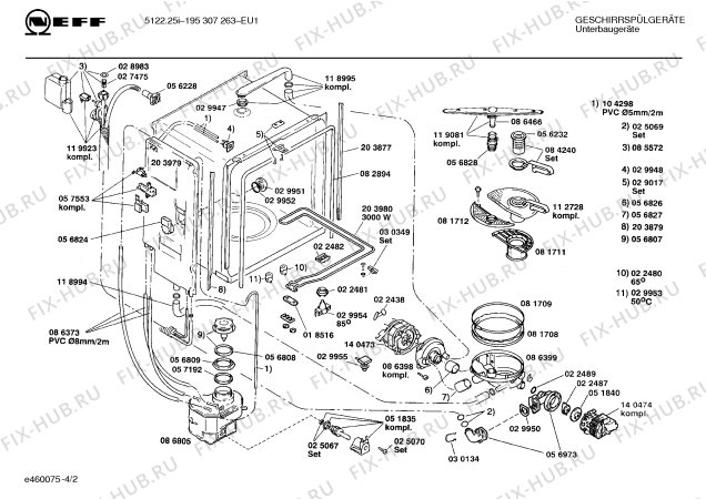 Взрыв-схема посудомоечной машины Neff 195307263 5122.25I - Схема узла 02