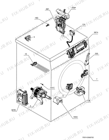 Взрыв-схема стиральной машины Aeg L58547SL - Схема узла Electrical equipment 268