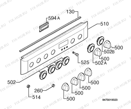 Взрыв-схема плиты (духовки) Zanussi Electrolux ZCM650BK - Схема узла Command panel 037