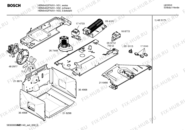 Взрыв-схема плиты (духовки) Bosch HBN6422FN - Схема узла 02