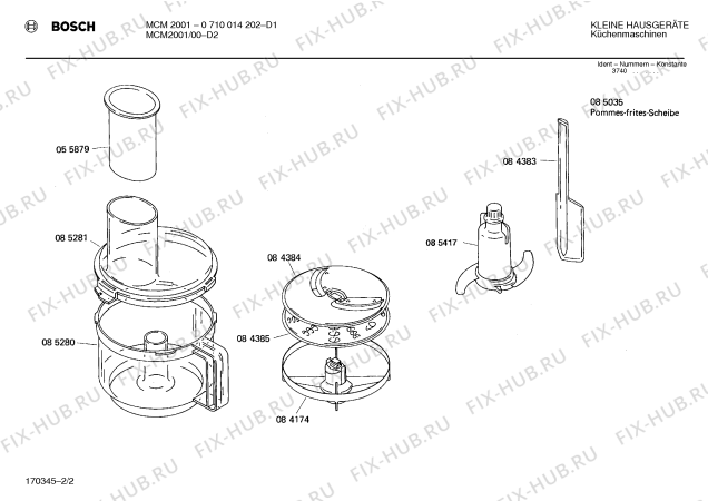 Взрыв-схема кухонного комбайна Bosch 0710014202 MCM2001 - Схема узла 02