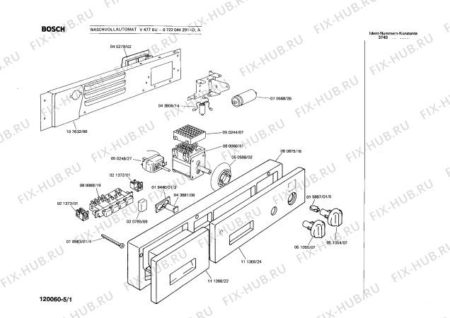 Схема №4 0722044291 V477BU с изображением Переключатель для стиралки Bosch 00051055