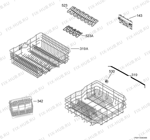 Взрыв-схема посудомоечной машины Electrolux ESF65066WR - Схема узла Basket 160