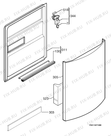 Взрыв-схема посудомоечной машины Aeg Electrolux F45005 - Схема узла Door 003