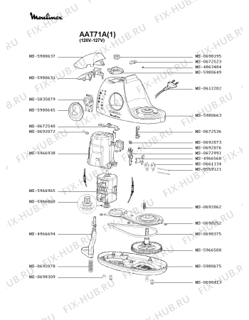 Взрыв-схема кухонного комбайна Moulinex AAT71A(1) - Схема узла UP000168.6P3