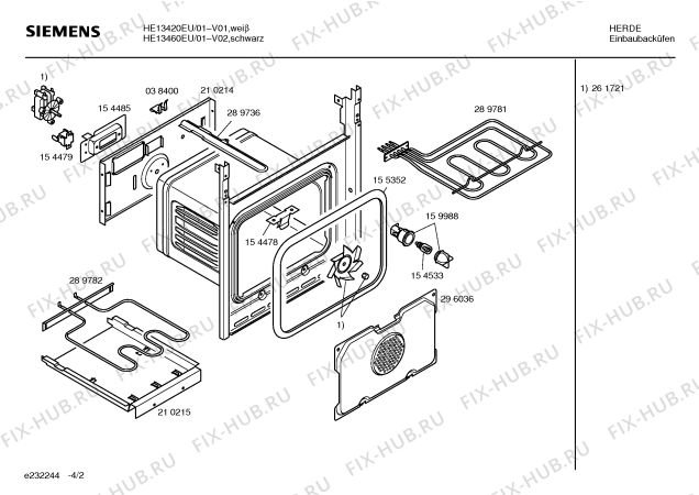 Взрыв-схема плиты (духовки) Siemens HE13420EU - Схема узла 02